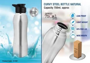 H232 – Curvy steel bottle Natural